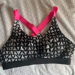 Victoria’s Secret Sports Bra 32A Pink Black White Lightly Lined Racerback